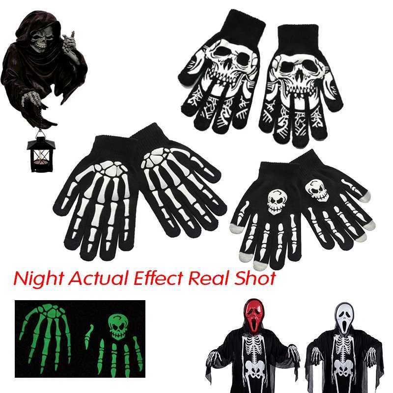 Sports Gloves Winter Cycling Full Finger Gloves Halloween Horror Skull Claw Skeleton Anti-Skid Guantes Adult Children Mitten Cycling Equipment z240720