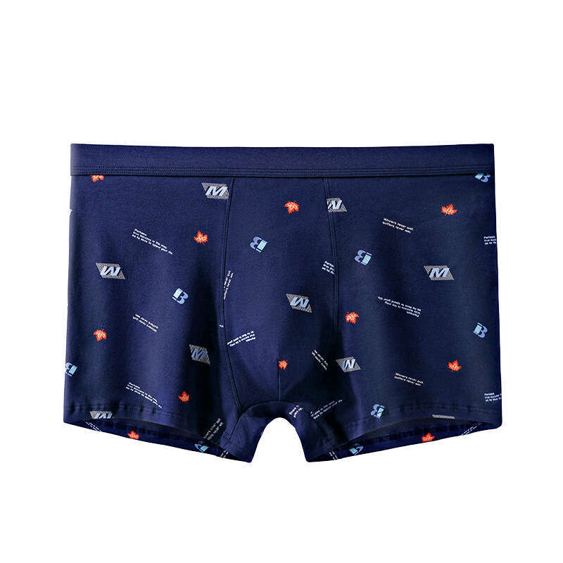 Plus Pure Cotton Underwear, Elastic Cotton, Plus Size Men's Flat Corner Pants, Printed Widened Fat Guy Underwear Boxers Calecon Underwear Boxer S