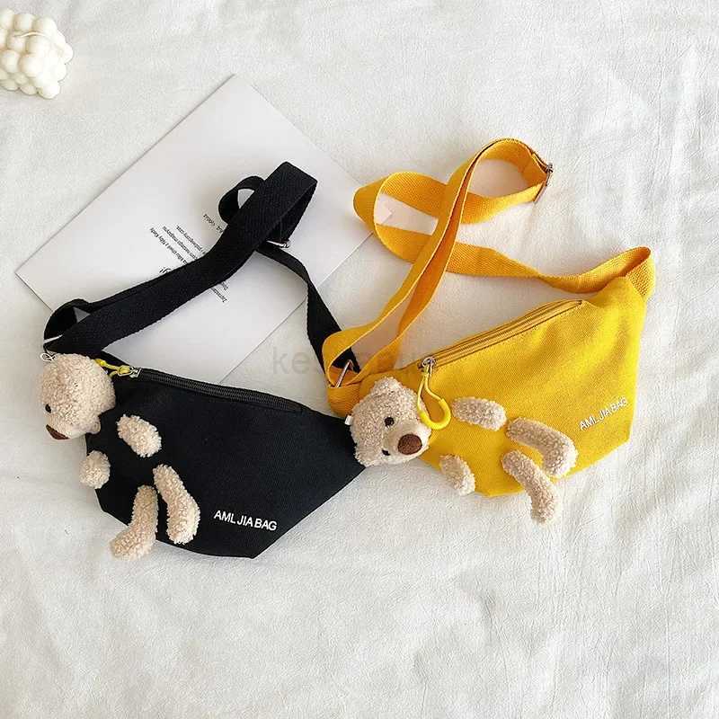 Cute Bear Womens Waist High Quality Canvas Belt Bags Designer Chest Female Solid Fanny Pack Banana Hip PurseXJ240720