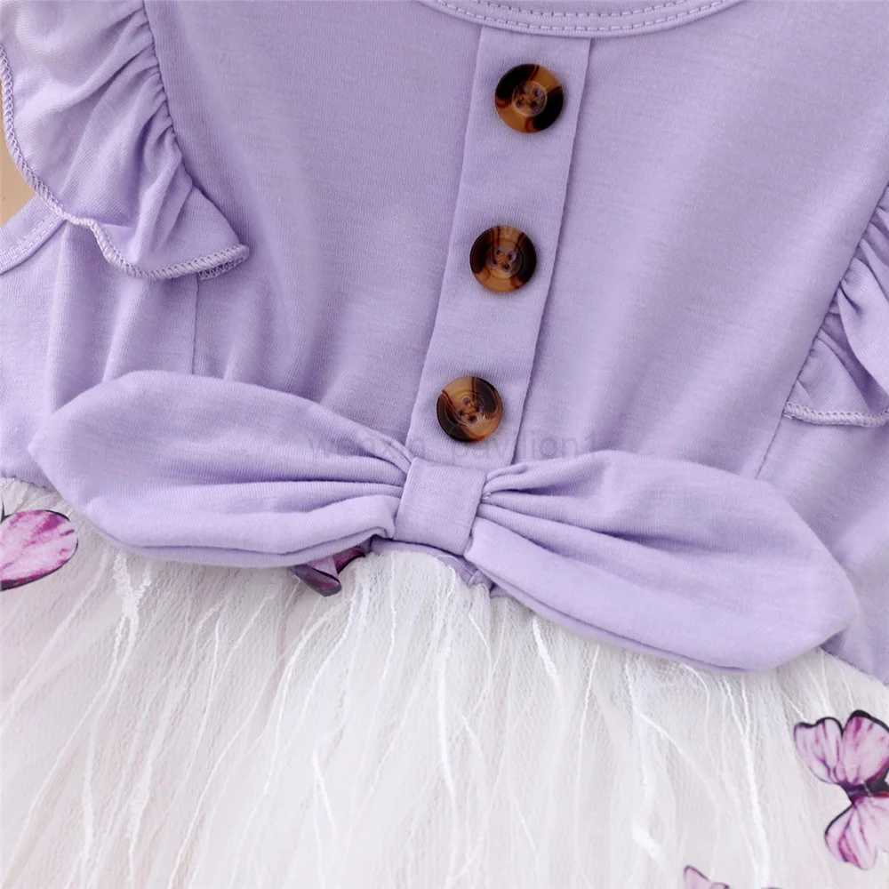 1-5Years Kids Girl Princess Dress Beautiful Butterfly Ruffle Tulle Dress Toddler Girl Birthday Partywear Fashion Baby ClothingXJ240720