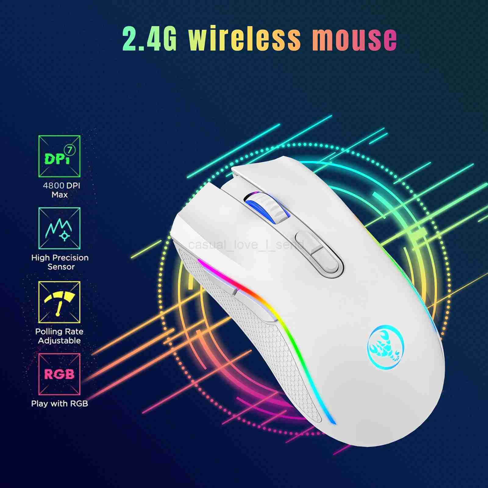 HXSJ T69 2.4G Wireless Mechanical Mouse RGB Gaming Mouse Ergonomic 7 Programmable Buttons 4800DPI Mouse for Office GamerCL240720