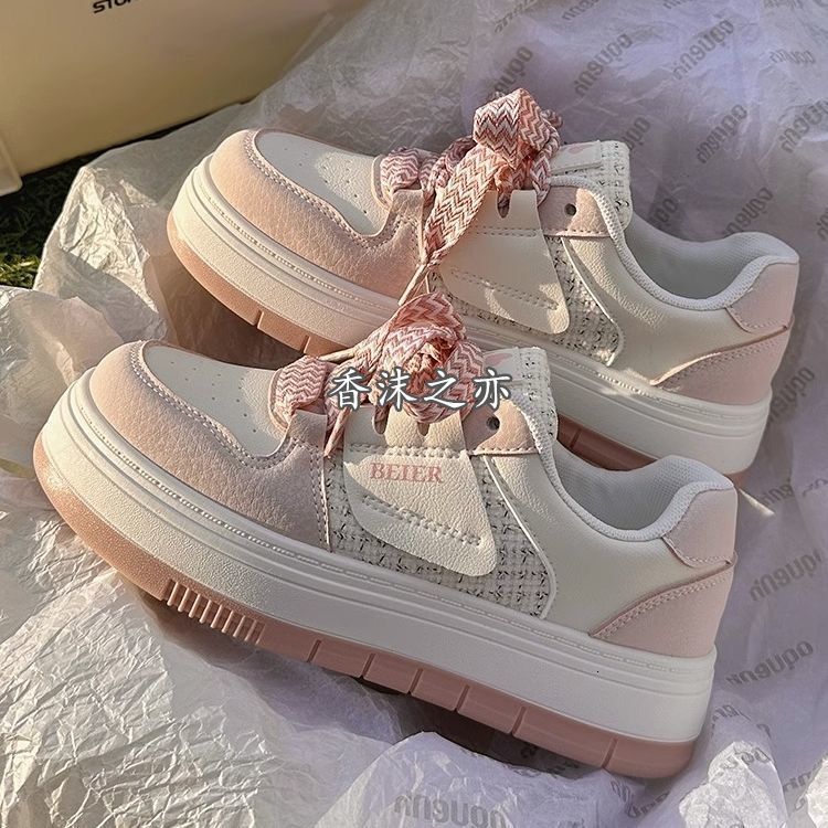 Little DR Sneakers for Women Board Shoes Green White Thick Sole Versatile Student Niche Korean Style Fashion Casual Teenage Breathable Sport Women