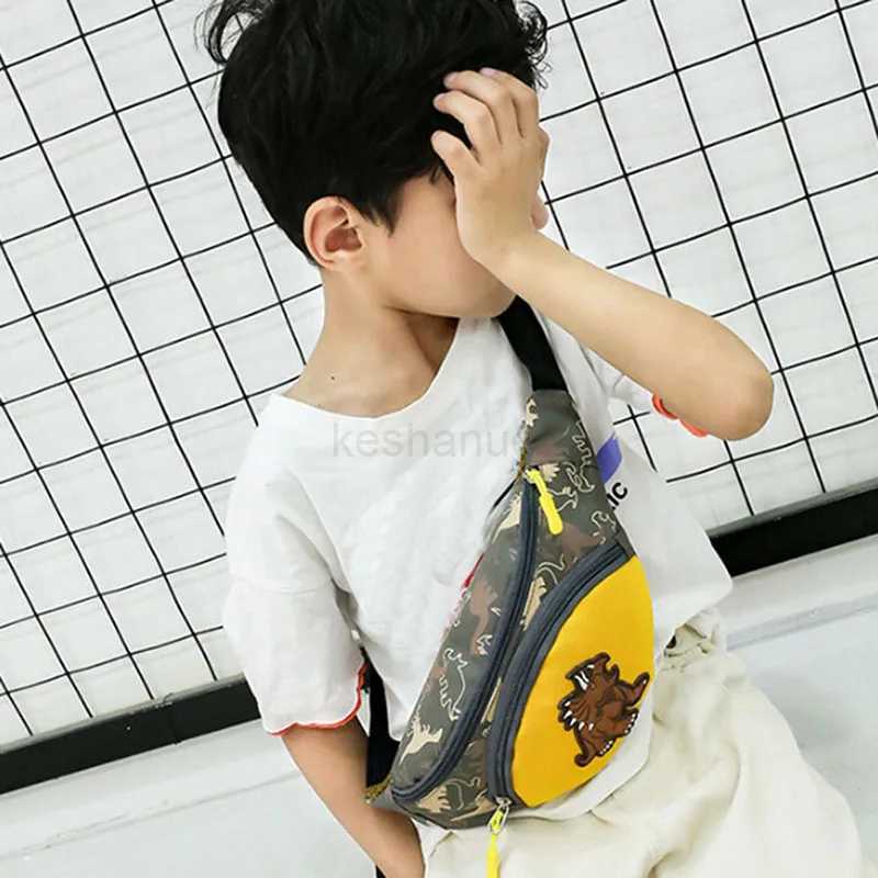 Kids Waist Bags Cartoon Dinosaur Print Outdoor Travel High Capacity Crossbody Zipper Bag Girl Boy Gift Children Chest Pouch PackXJ240720