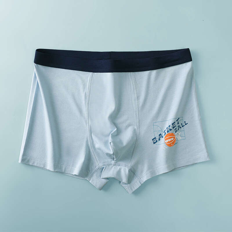 Breathable Printed Underwear for Teenagers in Their Developmental Stage, Men's U-shaped Convex Large Space, No Trace, Student Flat Corner Pants M