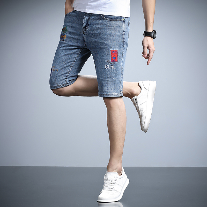 Denim shorts men's brand 2021 summer thin loose straight leg seven mid length Korean version trendy five inch pants
