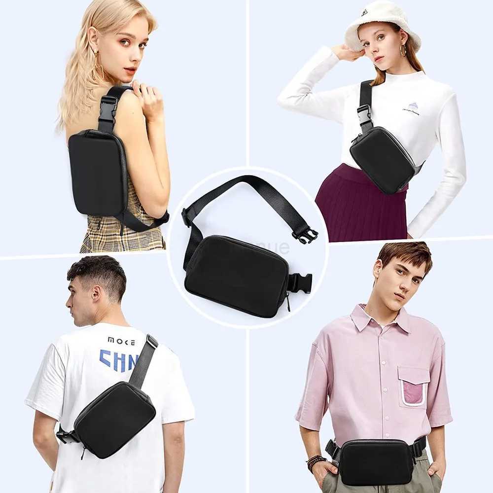 Unisex Chest Bags Waist Packs Sports Running Nylon Solid Zipper Bag Crossbody Chest Bags Handbags All-match Messenger Belt BagsXJ240720