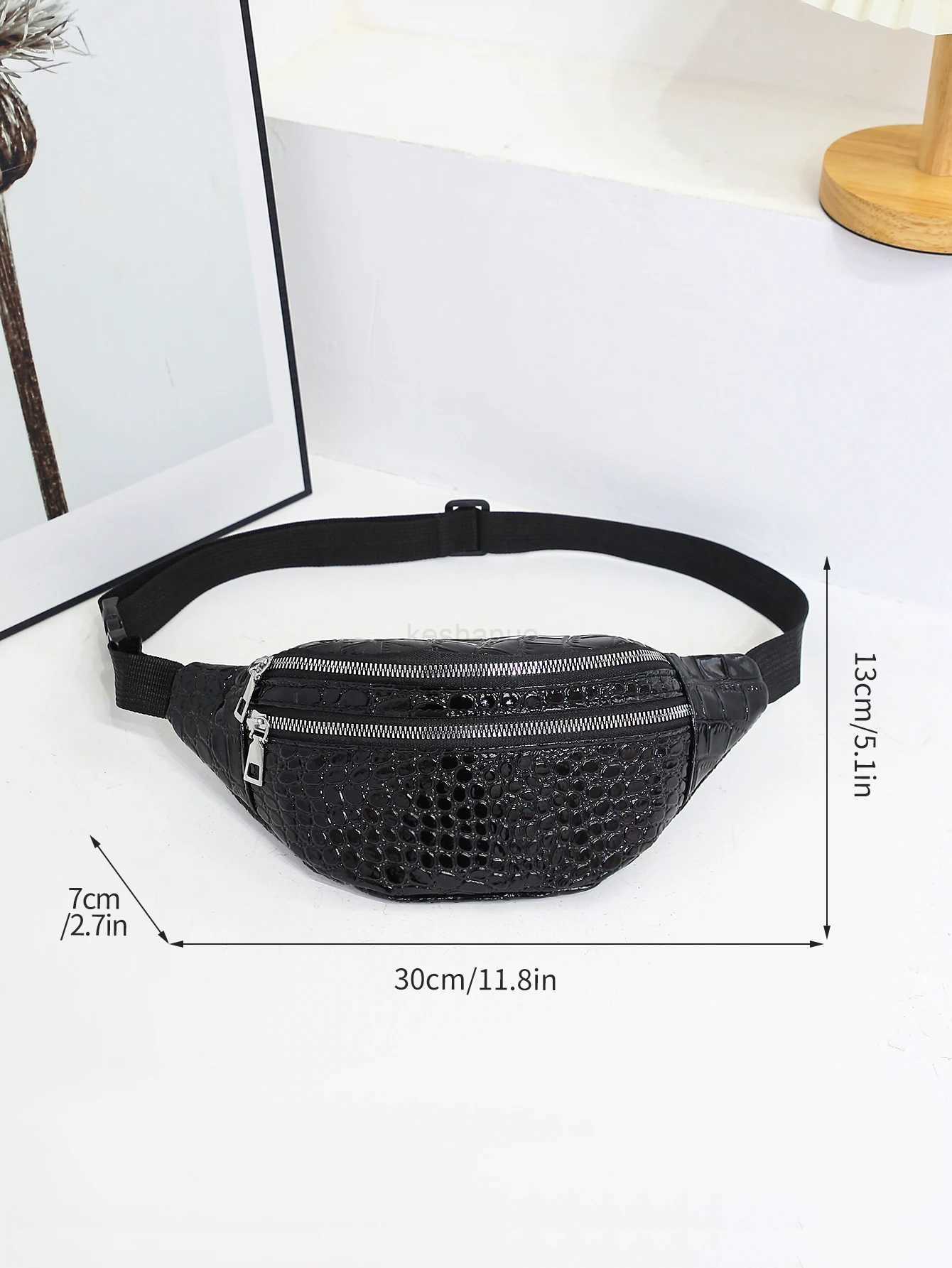 Crocodile Pattern Waist Bag Chest Bag Waterproof Highlight Fanny Pack Shoulder Messenger Bag Outdoor Sports Running Phone BagXJ240720