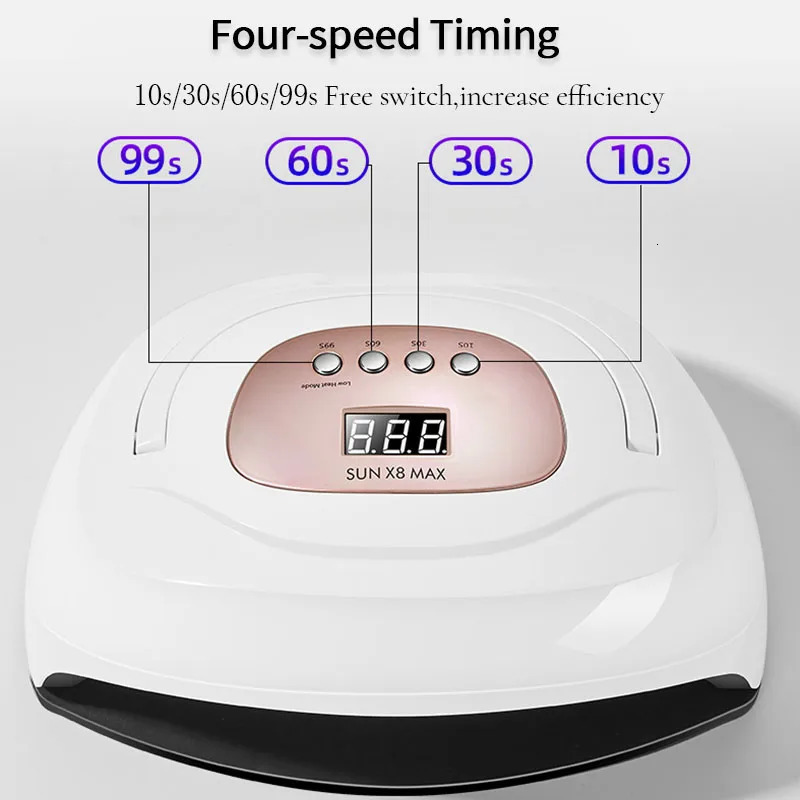 X8MAX 57 UV LEDs Professional 150W Nail Potherapy Machine Simulated Sunlight Nail Dryer Lamp Manicure Tool Salon Equipment 240719