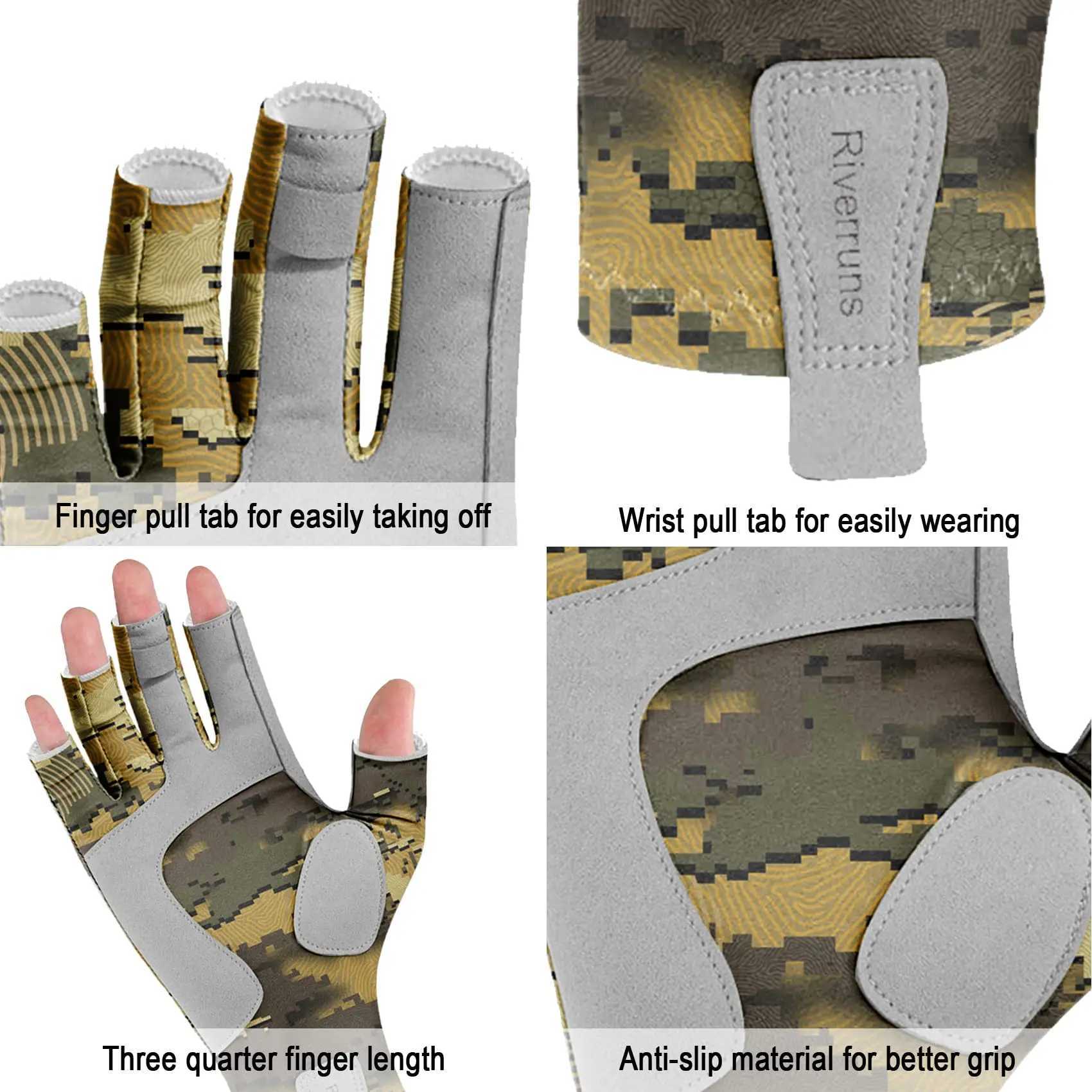 Sports Gloves Riverruns Fingerless Fishing Gloves are designed for Men and Women Fishing Boating Kayaking Hiking Running Cycling z240720