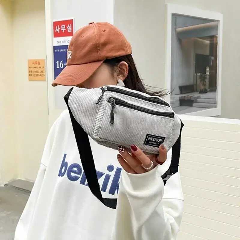 Popular Corduroy Womens Waist Bag Small Canvas Ladies Casual Shoulder Crossbody Bags Fashion Fanny PackXJ240720