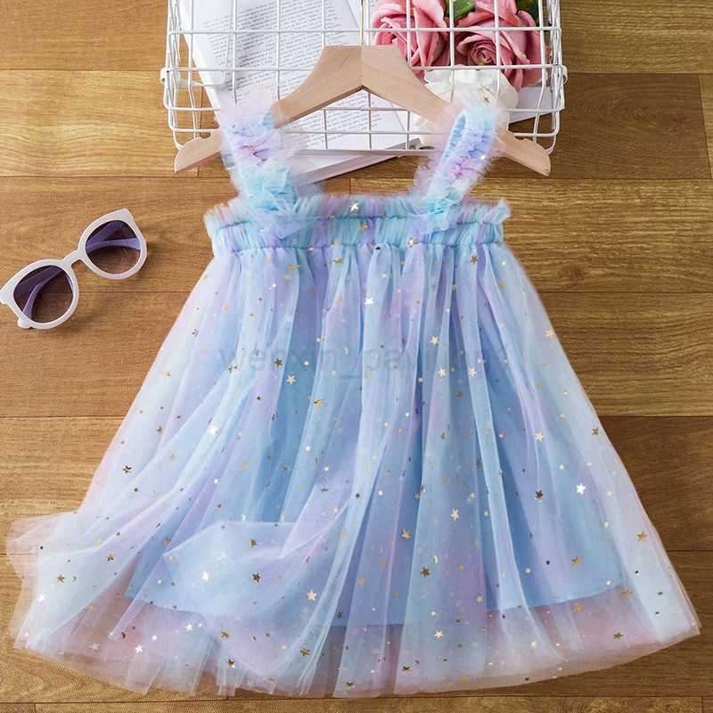 Toddler Baby Girl Dress Rainbow Sequins Tulle Tutu Vestidos 1-5 Y Kids Birthday Party Princess Set Infant Summer Sweet OutfitsXJ240720