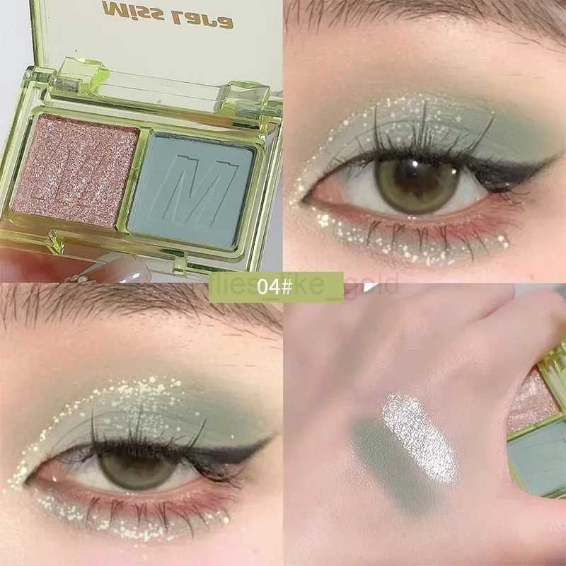 Two-tone Eyeshadow Palette Pearl Matte Mint Green Eyes Socket Painting Shadow Pigment Powder Eye Contour Korean Makeup Cosmetics zxx240720