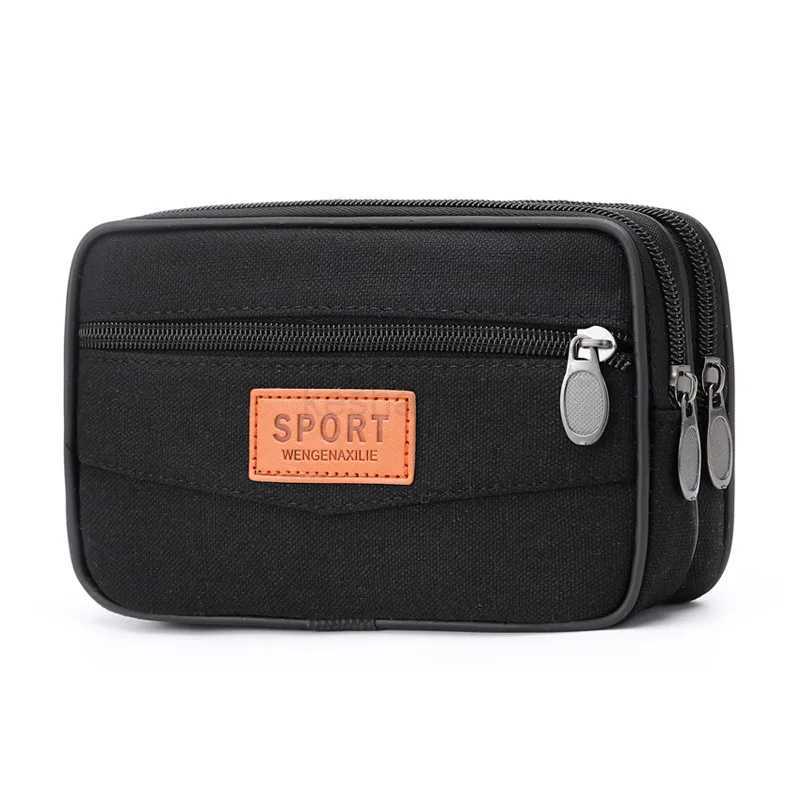 Multi Layer Men Phone Pouch Belt Waist Bag Fanny Pack Canvas Purse Small Pocket Design Belt Pouch Purse Bag for PhoneXJ240720