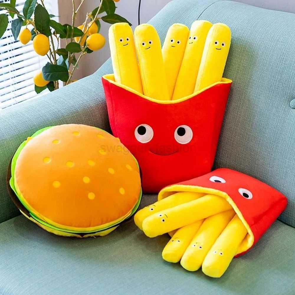 30cm Creative Cute Fun French Fries Hamburger Plush Toy Foodie Snack Pillow Doll Girl Boy Birthday Gift Soft Fill DecorationB270720