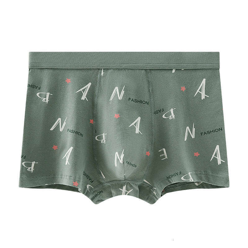 High Elasticity and Breathability Comfortable Printing, Pure Cotton Flat Corner Pants, U-convex Large Space Underwear, Men's Calzoncillos Mens Bo