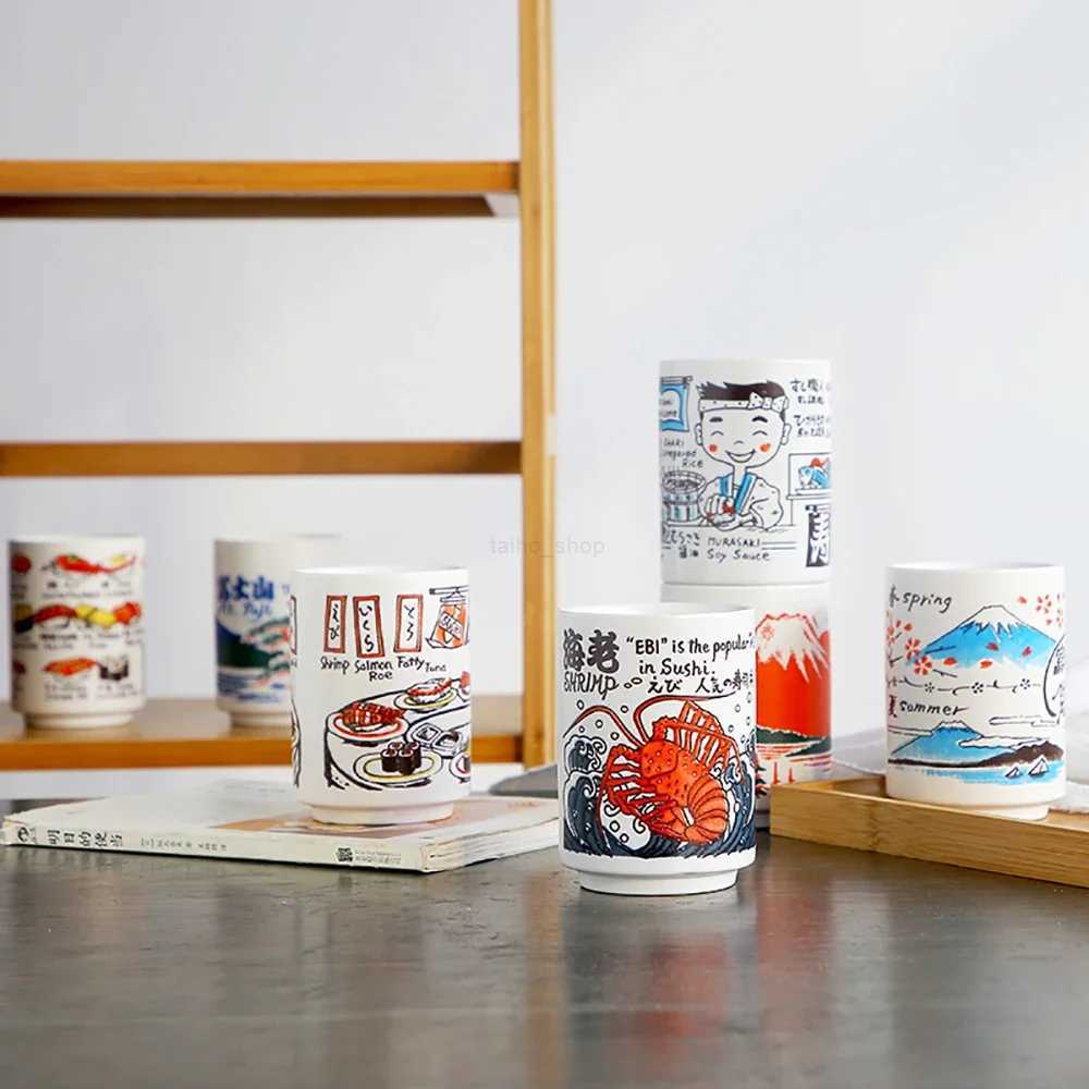 Japanese Impression Ceramic Mugs 300ml Tea Wine Sushi Sake Cup Funny Family Restaurant Decoration Travel Gift for FriendsBr240720