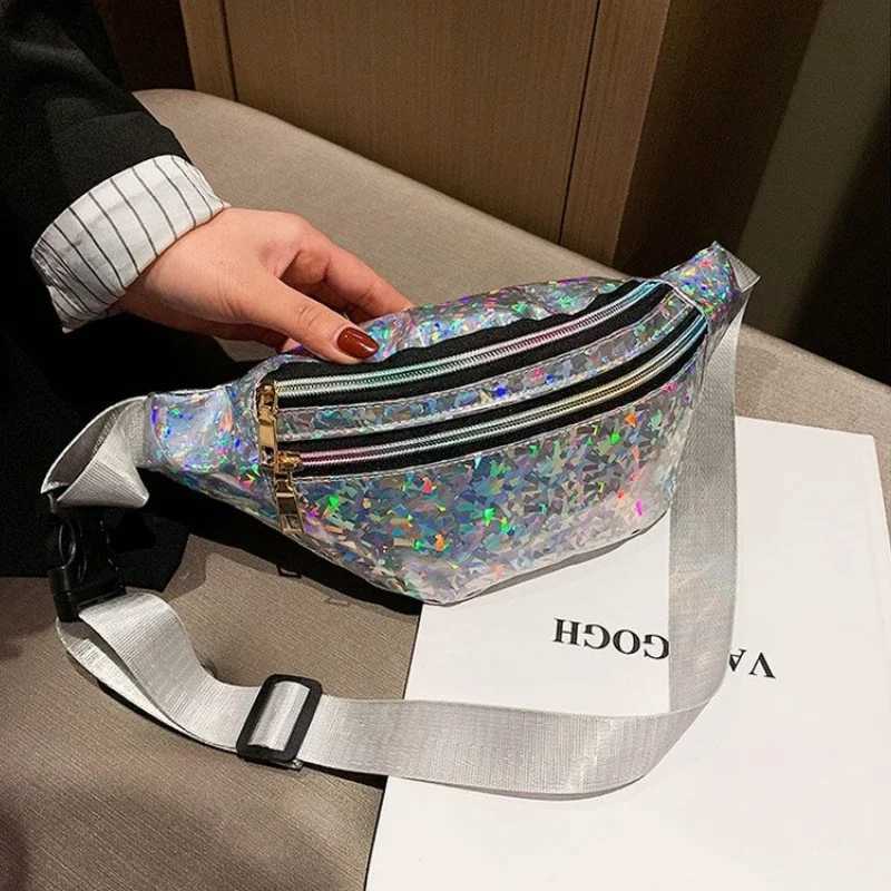 New Holographic Fanny Pack Hologram Waist Bag Laser PU Beach Travel Banana Hip Bum Zip Women Purse Belt Bags Girl Chest BagsXJ240720
