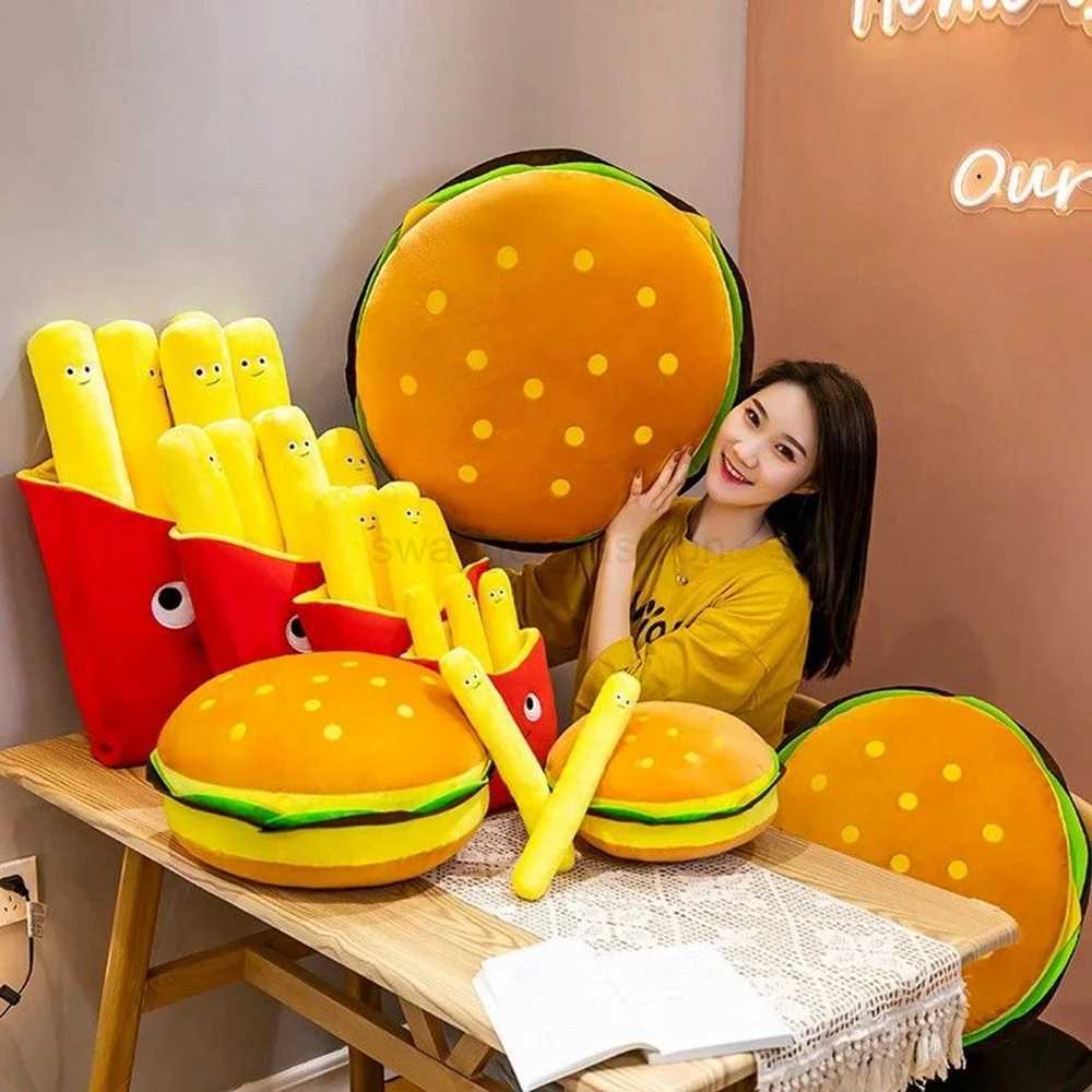30cm Creative Cute Fun French Fries Hamburger Plush Toy Foodie Snack Pillow Doll Girl Boy Birthday Gift Soft Fill DecorationB270720