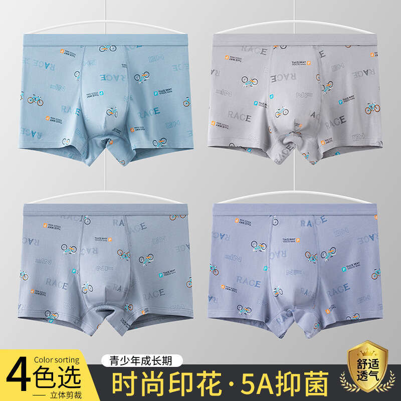 Fashionable Printed Underwear for Teenagers During Their Developmental Period, Men's U-shaped Protruding Large Space Cotton Student Boxer Shorts 