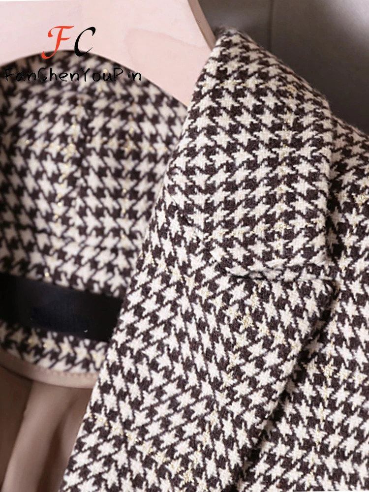 Spring Womens Coats Fashion Temperament Casual Loose Tops Female Baggy Versatile Office Lady Lattice Patchwork Blazers 240715
