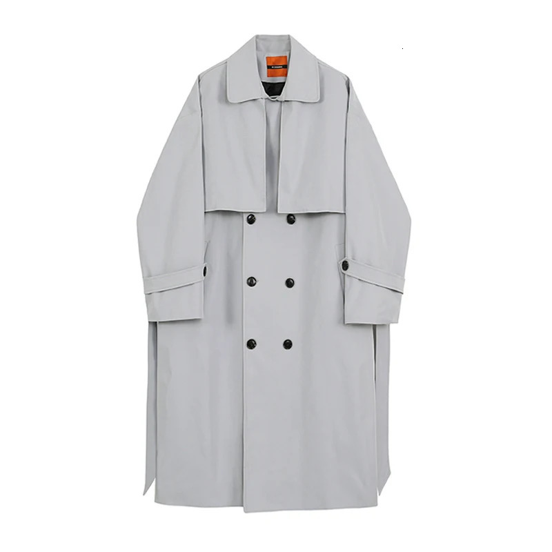 IEFB Autumn Korean Windbreaker Mens Medium Long Cape Casual Trend Handsome Loose Trench Coat Man Oversize Cloth 9Y5263 240719