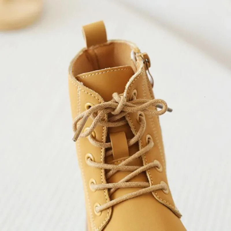 Kids Shoes for Girls Boots Fashion Solid Color Boys Leather Shoes Spring Autumn Children Student Boots 240710