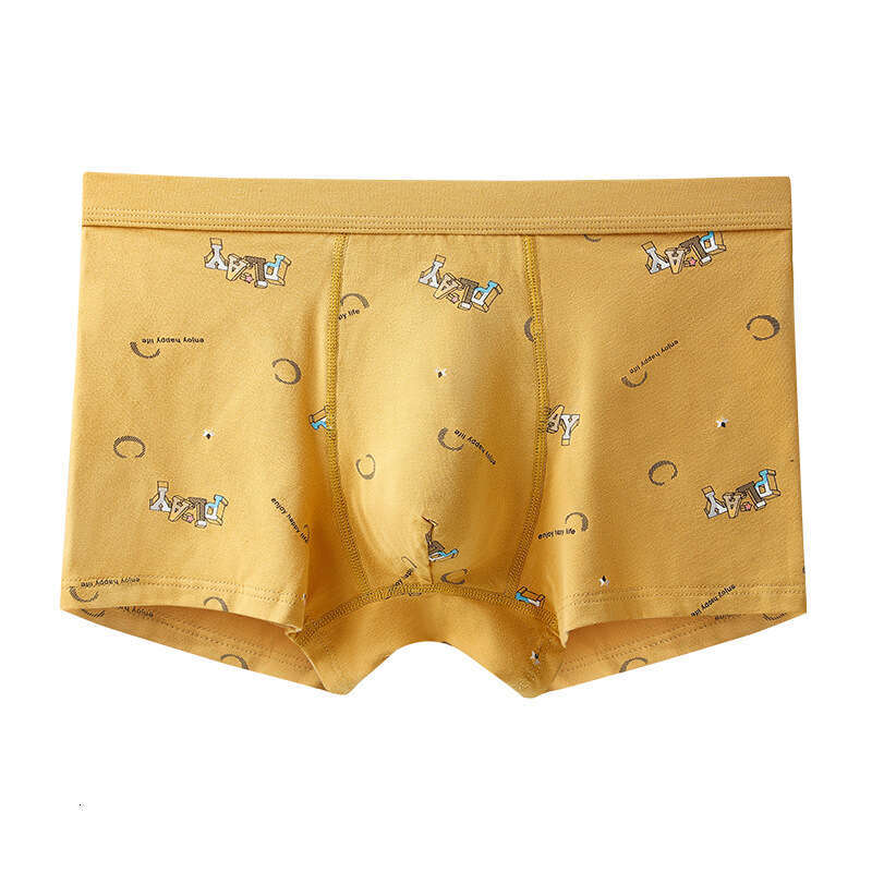 50S Pure Cotton Fashionable Printed Flat Corner Pants 3DU Convex Large Space Youth Development Period Men's Underwear Boxer Panties Boxers Sexy M