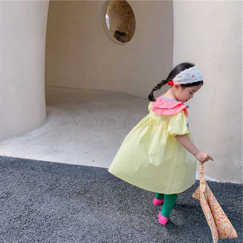 ChildrenS Preppy Dress Summer New Doll Collar Girls Sweet Princess Dress For Girls 3-8 Years Old Students ChildrenS ClothingXJ240720