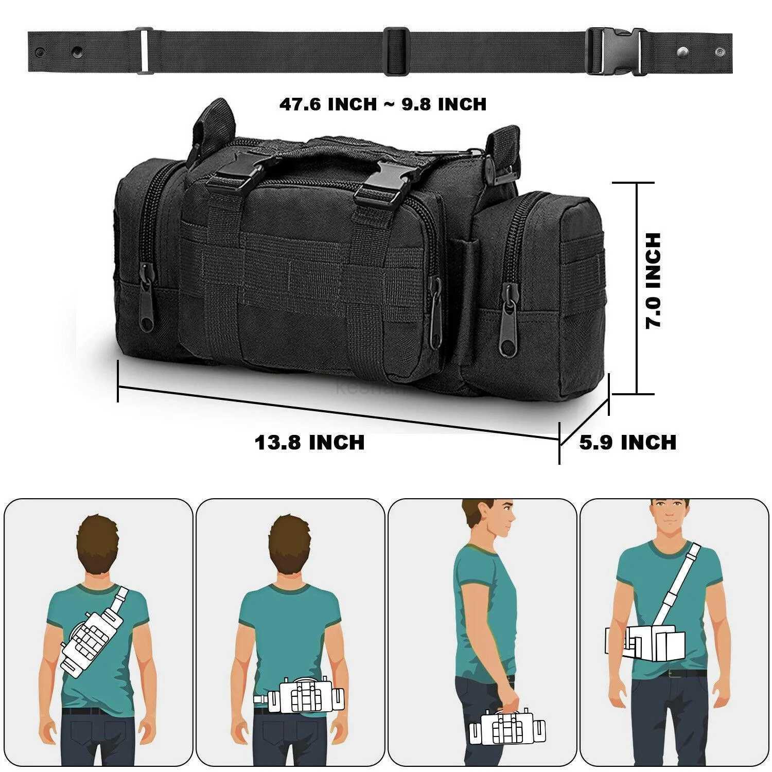 Military Tactical Waist Pack Molle Outdoor Sports Chest Bag Camouflage Crossbody Backpack Multifunctional HandbagXJ240720