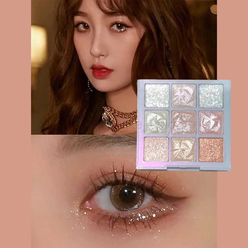 9-color glitter snowflake eye shadow palette pearl matte charming eye makeup shimmer eye shadow tray girls cosmeticsW240730