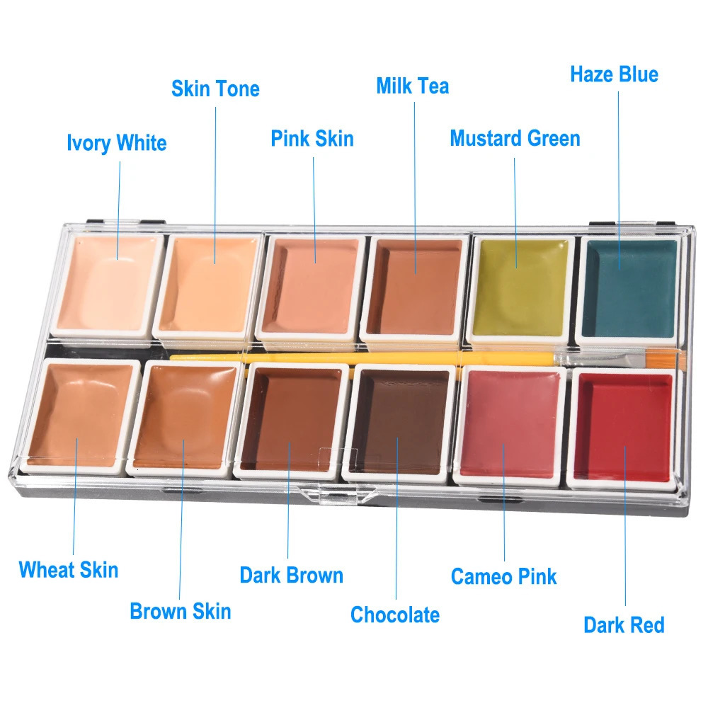 OPHIR Special Effect Makeup Paint Set Alcohol Activated Makeup Palette for Special Effects Artist Halloween Cosplay Makeup RT015 240712