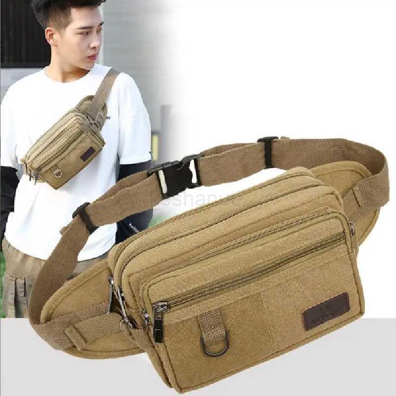 Fashion Men Women Waist Bag Casual Pack Purse Large Phone Belt Bag Pouch Canvas Outdoor Travel Phone Bag Banana Hip BagsXJ240720