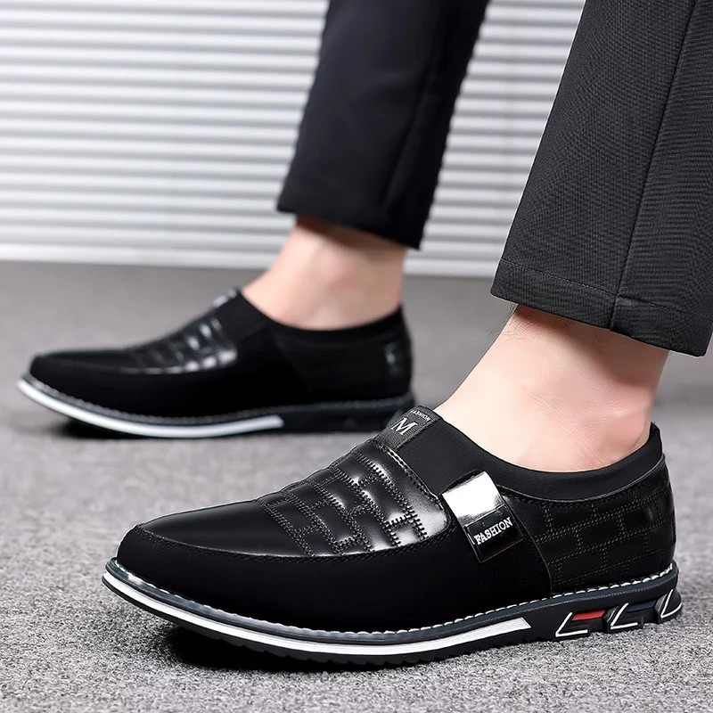 Men Business Shoes Slip on Party Men Shoes Comfortable PU Leather Shoes for Man Wedding Dress Shoes for Male Zapatos Hombre 240708