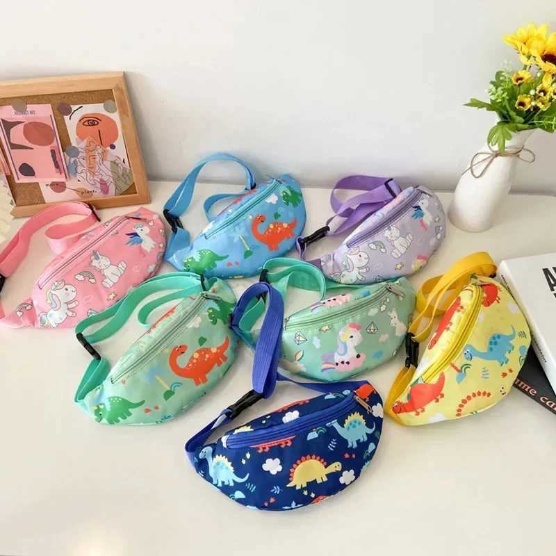 Childrens Cute Cartoon Dinosaur Crossbody Shoulder Bag Sport Running Waist Bag for Kids Belt Money Pouch Coin Purse Storage BagXJ240720