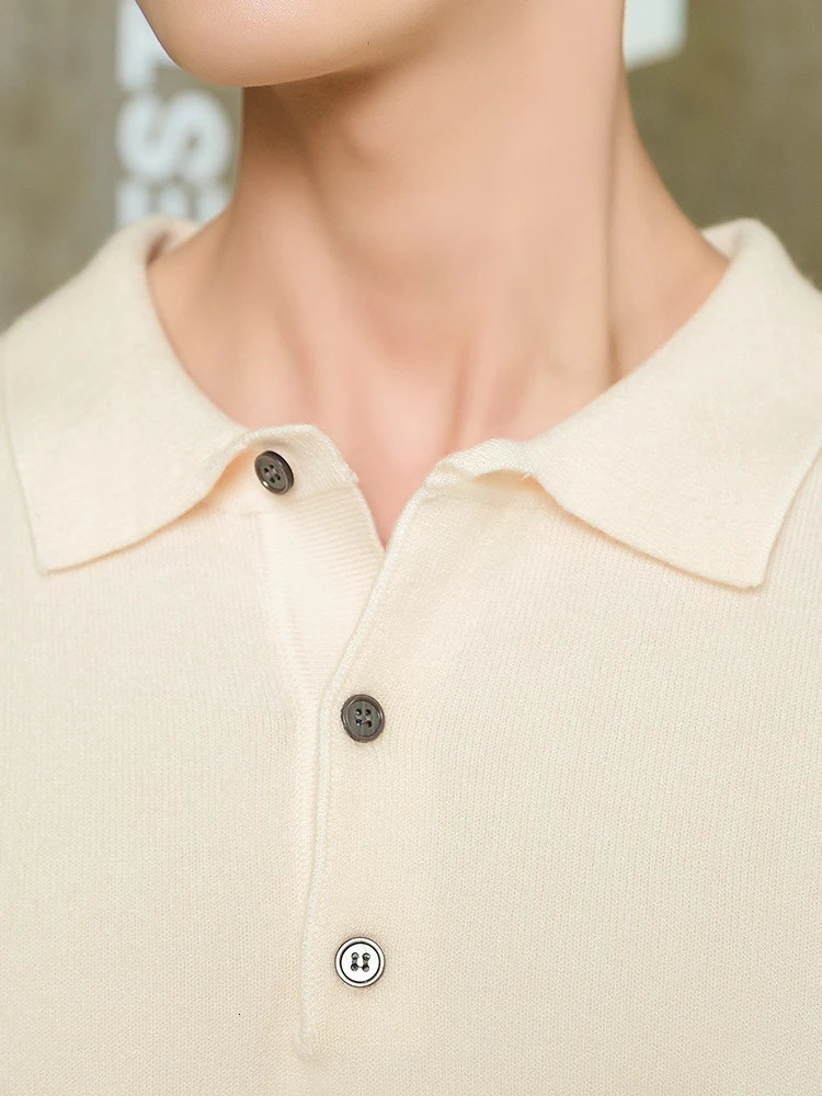 Cashmere sweater mens POLO Pullover autumn collar soft and warm cashmere jumper knitted 240718