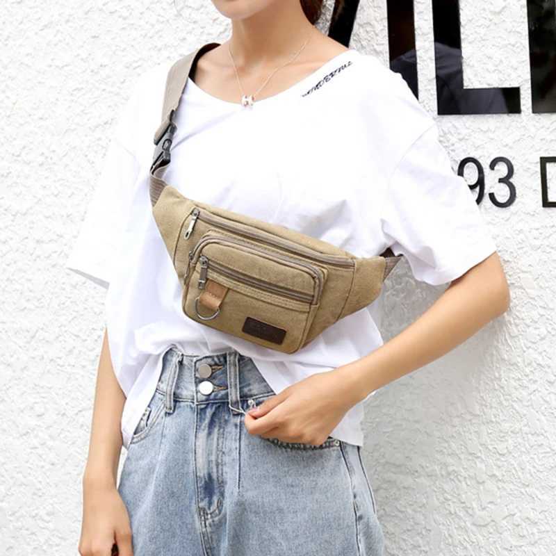 Chest Bag Canvas Waist Bag Women Mens Belt Bag Fashion Bum Bag Travel Purse Bag for Phone Pouch Pocket Hip Bag Waist Pack MaleXJ240720