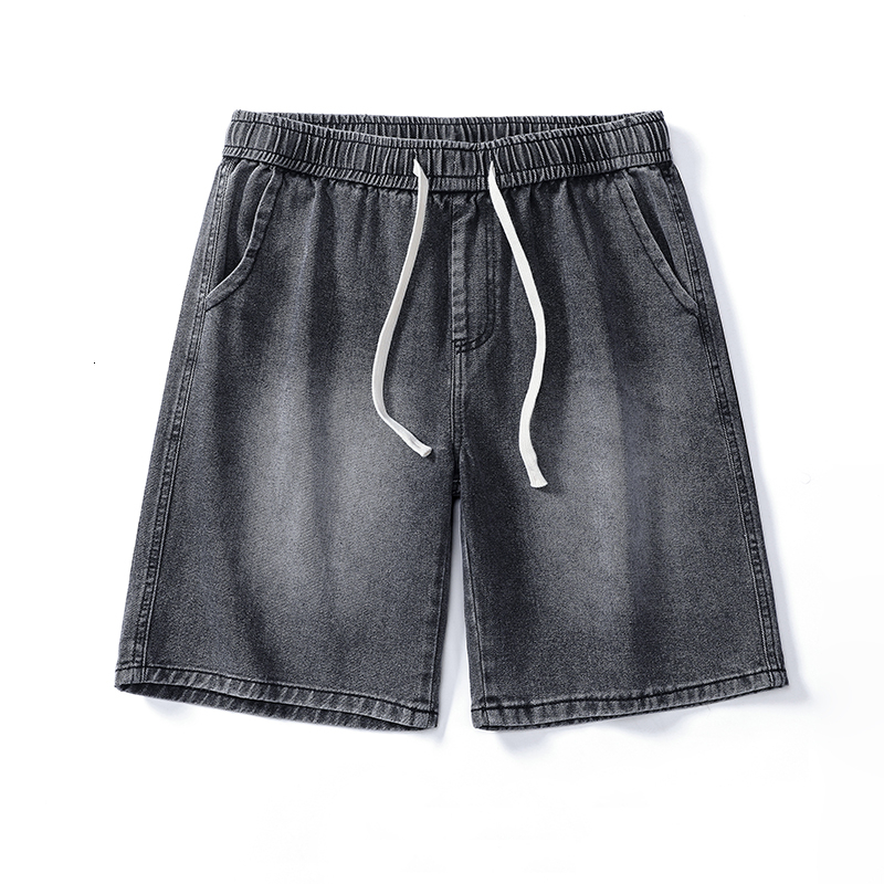 2024 Summer Thin Elastic Waist Cowboy Shorts for Men, Ma Liu, Loose Straight, Trendy Brand, Five Point Casual Mid Pants