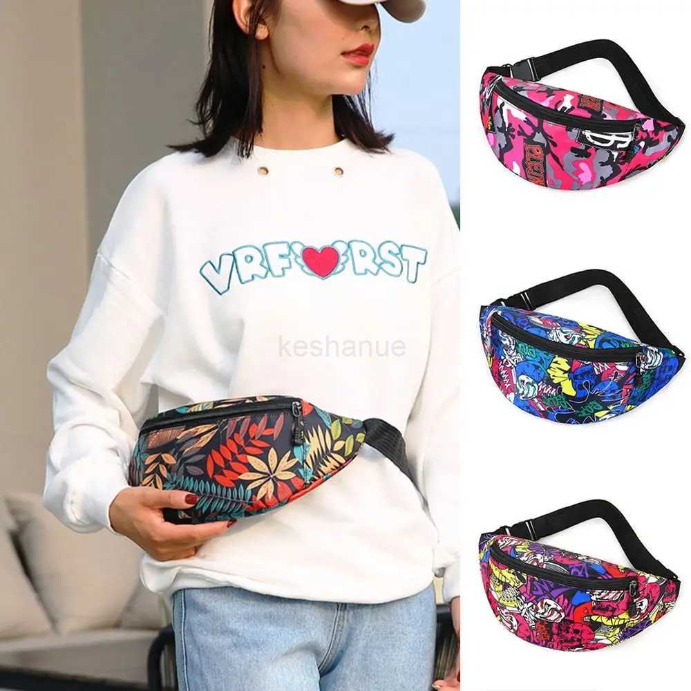 Flower Pattern Waist Bag Portable Large Capacity Printing Fanny Pack Nylon Waterproof Chest BagXJ240720