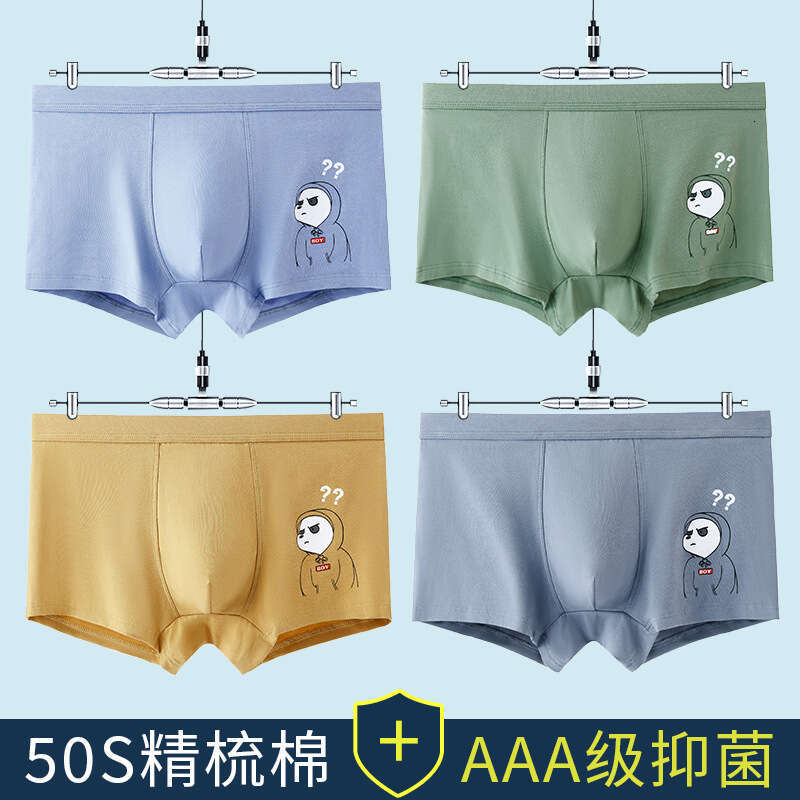 50S Pure Cotton Skin Friendly and Breathable, Boxer Shorts with Cartoon Print, U-shaped Convex, Student Youth Underwear, Men's Underwear Men Unde