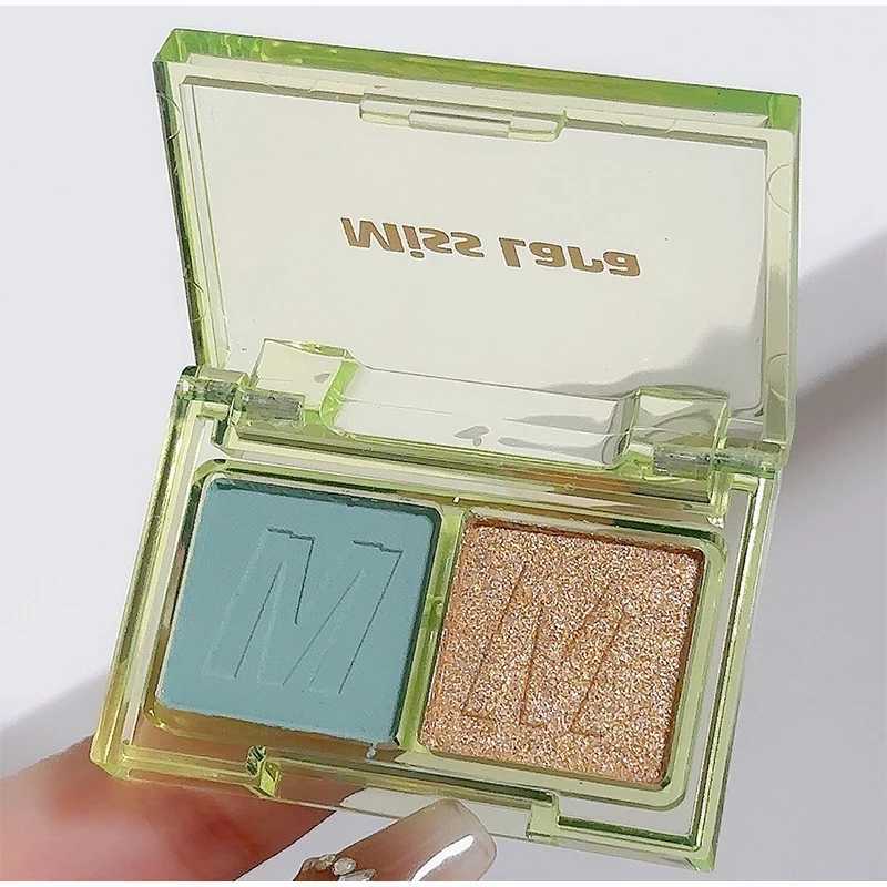 Two-tone Eyeshadow Palette Pearl Matte Mint Green Eyes Socket Painting Shadow Pigment Powder Eye Contour Korean Makeup Cosmetics zxx240720