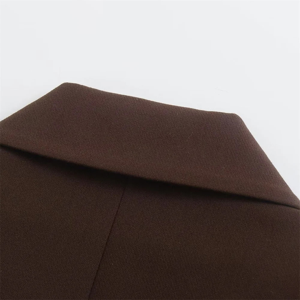 Spring Product Womens Retro Casual Versatile Polo Collar Long sleeved Double breasted Loose Suit Coat 240715