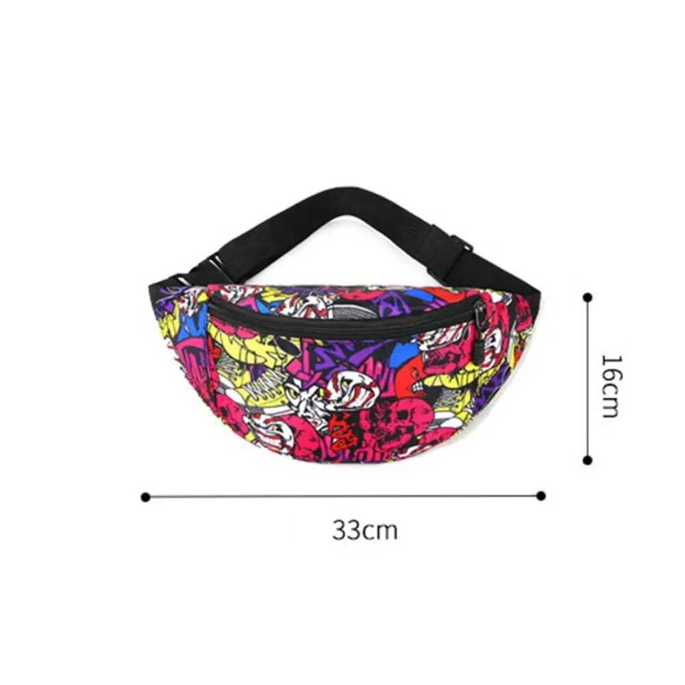 Flower Pattern Waist Bag Portable Large Capacity Printing Fanny Pack Nylon Waterproof Chest BagXJ240720