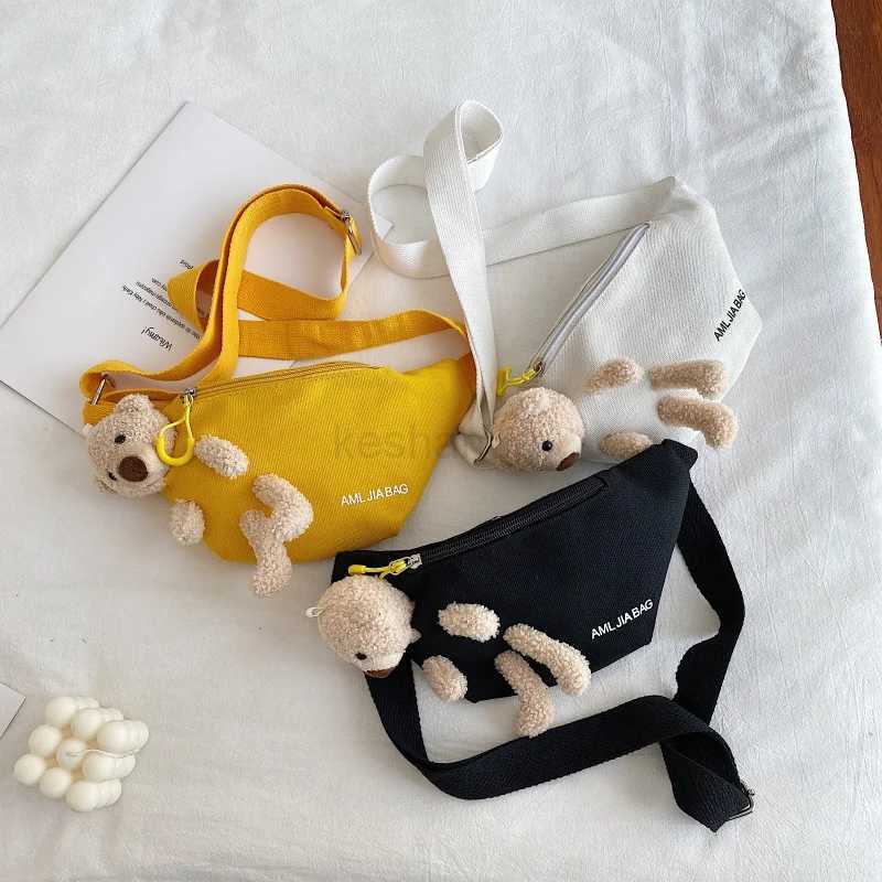 Womens New Fashion Canvas Waist Bags Letter Bear Large Capacity Designer Crossbody Belt Bags Banana Hip Money Pouch Chest BagsXJ240720