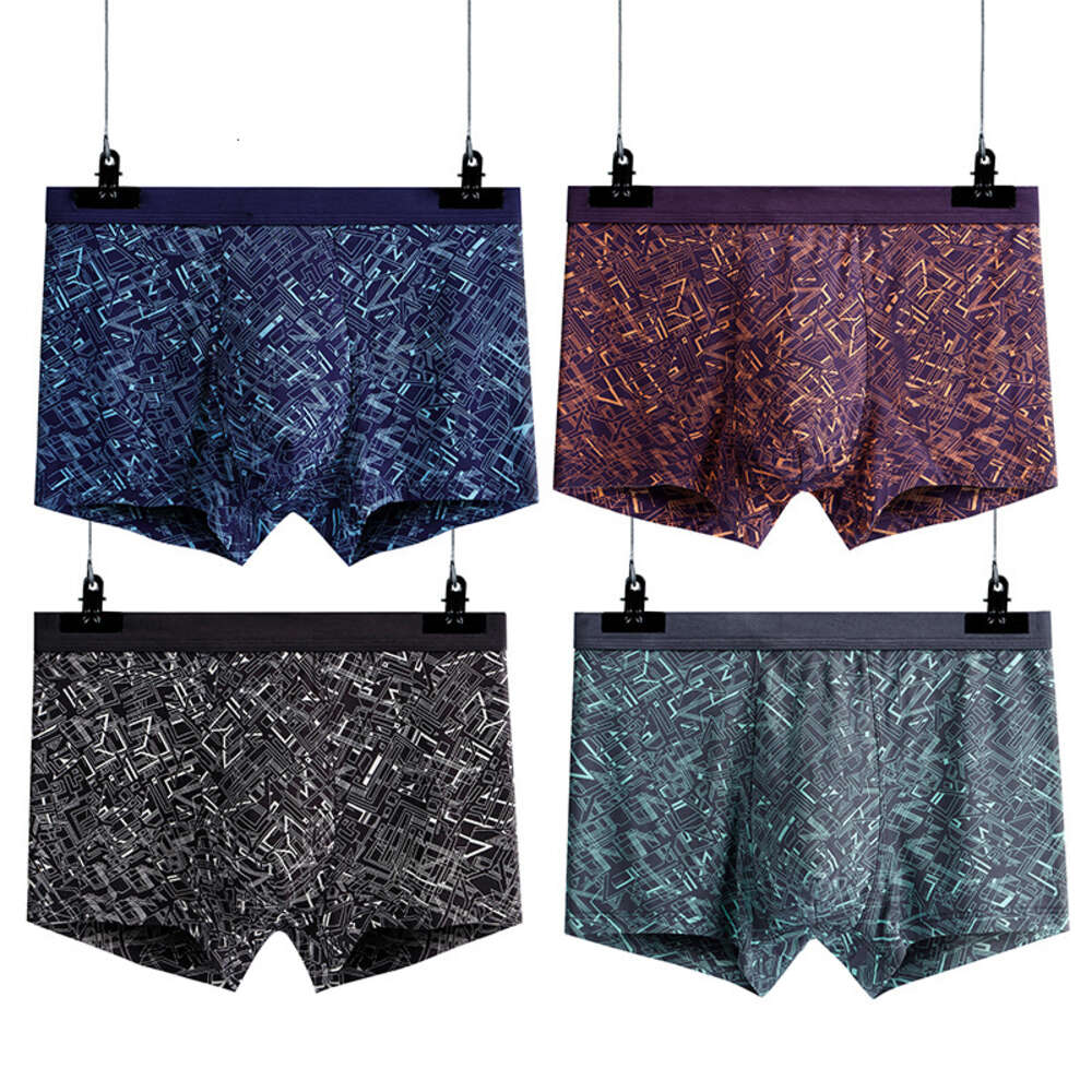 Printed with Seamless Waist and Flat Underwear, Men's Printed Four Corner U-shaped Convex Underwear Mens Boxers Boxer Panties Boxers for Men Shor