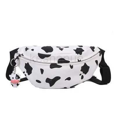 woman chest bag Korea INS cow canvas small messenger bag Japanese Harajuku style wild girl cute student chest bag Female pocketsXJ240720