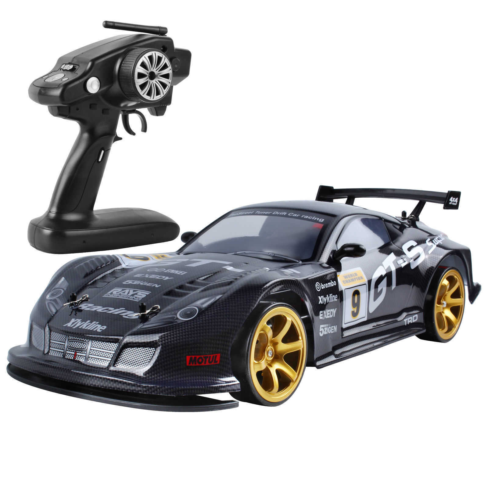 Electric/RC Car CSOC RC Racing Drift Car 70 km/h 1/10 Remote Control One Button Acceleration Dual Battery Large Off Road 4WD ToyL24