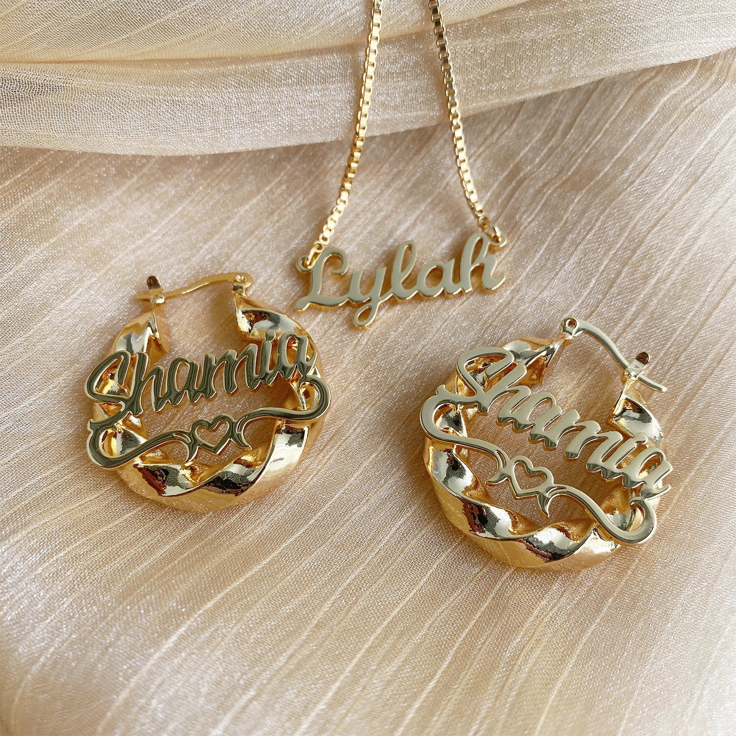 Kids Name Hoop Earrings Child Name Necklace Jewelry Set Custom Hoop Earrings Baby Name Necklace Personalized Christmas Gift Girl 240719