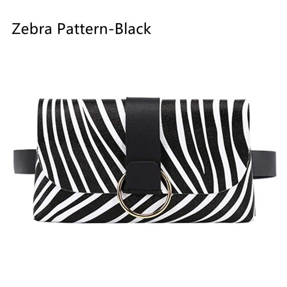 Female Fanny Pack Flap Leather PU Leopard Stripe Bag Mini Waist Bag Small Belt Mobile Phone BagXJ240720