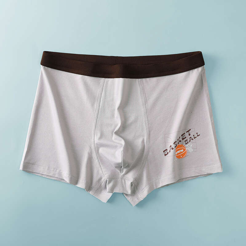 Breathable Printed Underwear for Teenagers in Their Developmental Stage, Men's U-shaped Convex Large Space, No Trace, Student Flat Corner Pants M