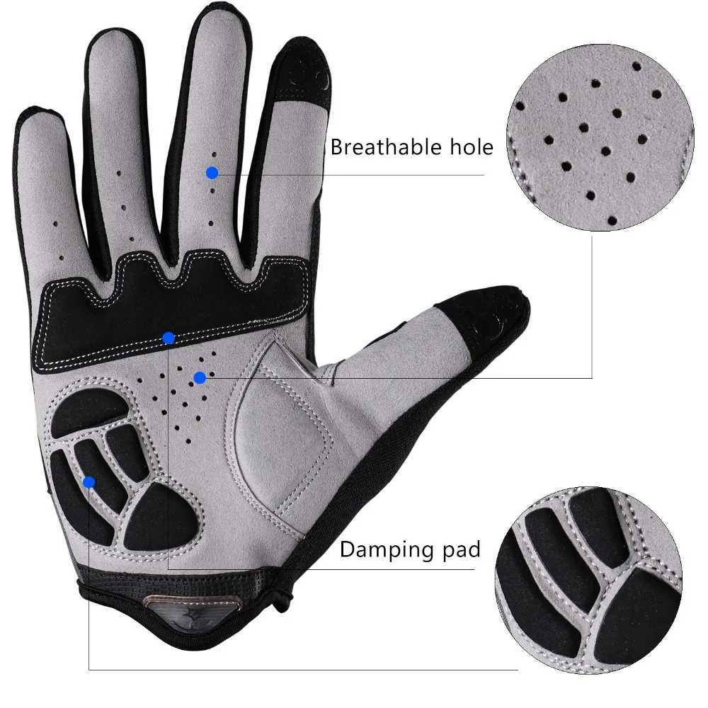 Sports Gloves ROCKBROS Bike Gloves Spring Autumn Breathable Full Finger Bicycle Gloves Mittens Screen Touch Outdoor MTB Road Cycling Gloves z240720